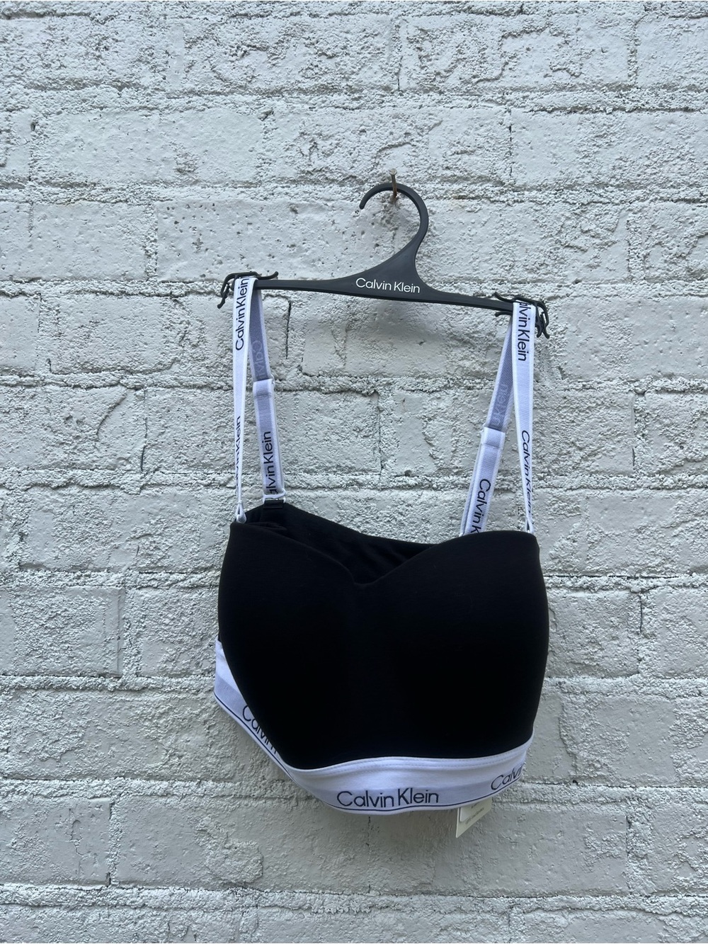 Calvin Klein Black Bralette with White Logo Straps